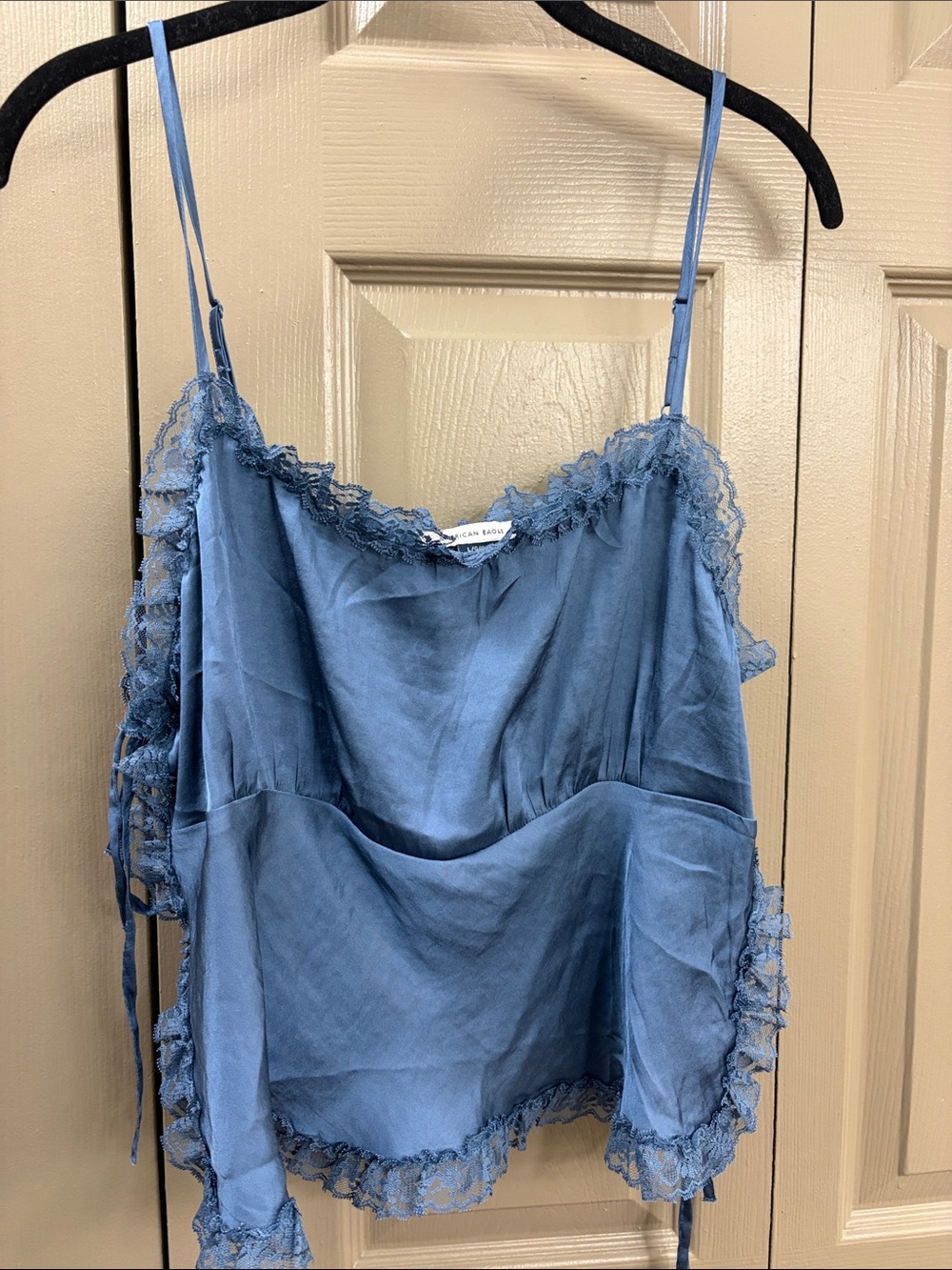 American Eagle Outfitters Dusty Blue Lace-Trim Camisole